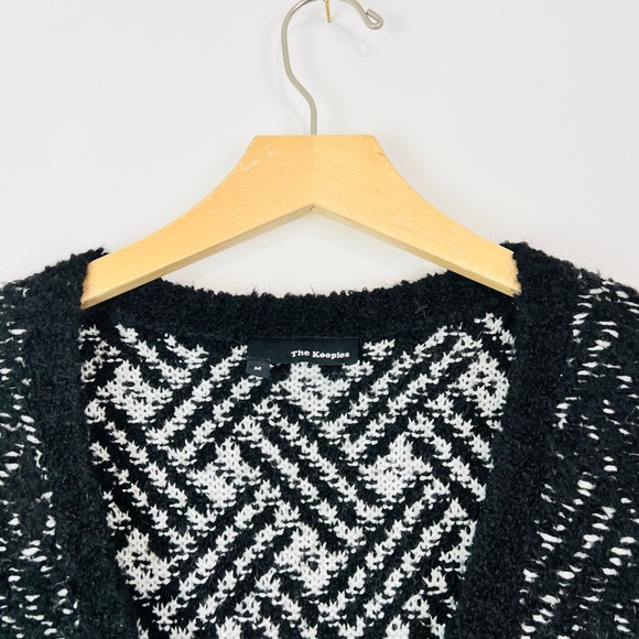 The Kooples Black and White Patterned Wool and Mohair Tasselled Cardigan UK M - Picture 6 of 12